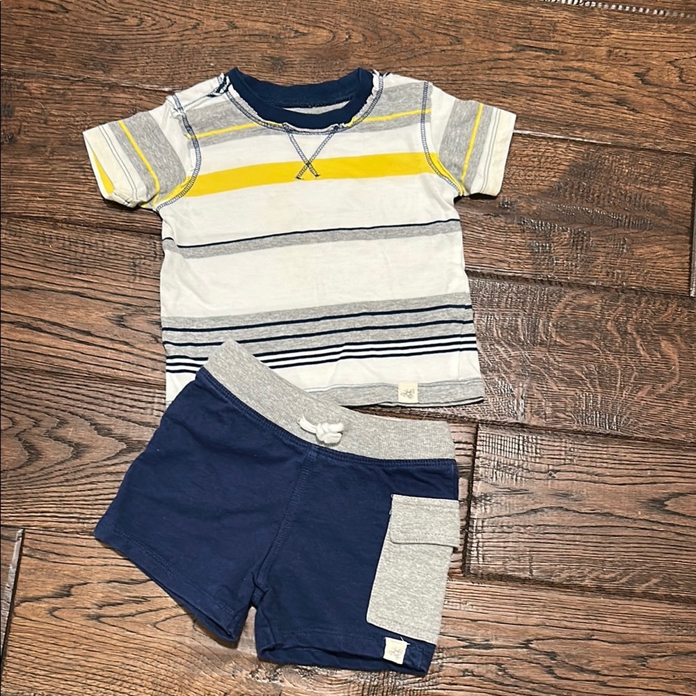 Striped T-Shirt and Navy Shorts Set